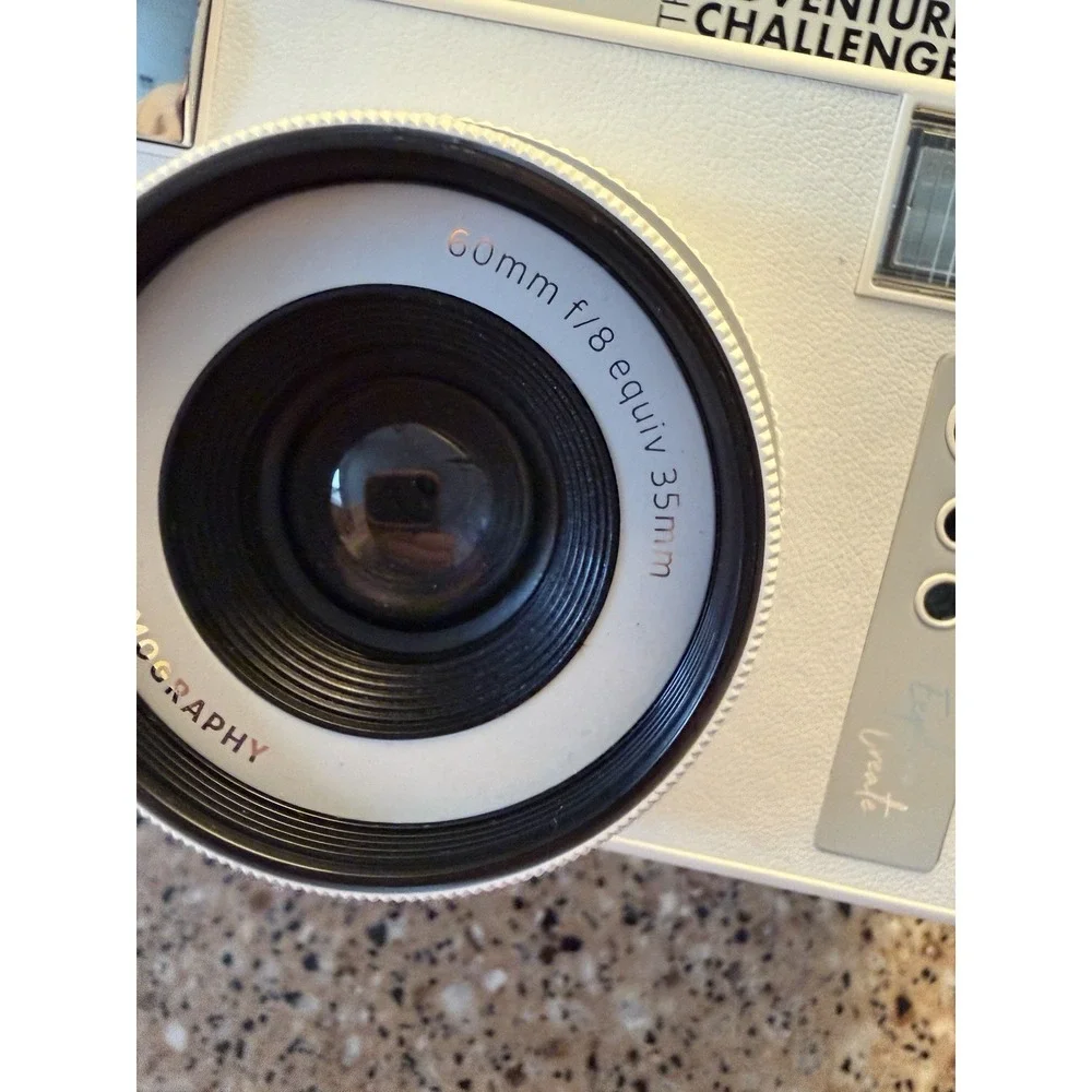 Lomography Lomo'Instant Camera The Adventure Challenge White Instax Powers On